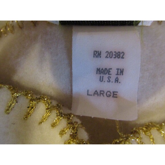 Aqua Sheen Cardigan Vintage Eggshell White Polar Fleece Sweater Gold Trim Size L - Picture 12 of 13